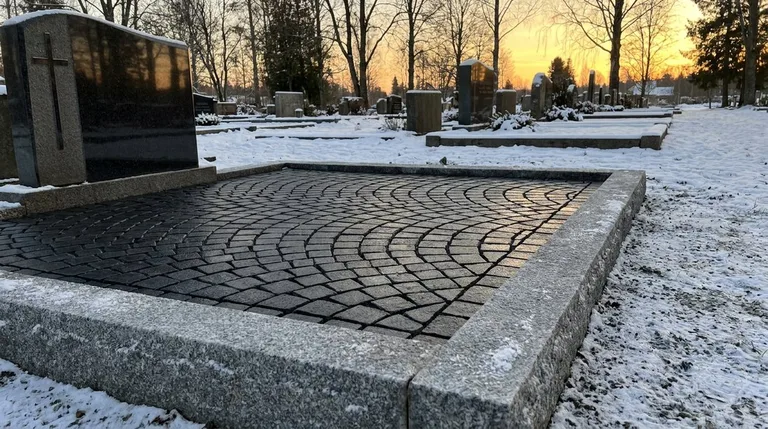 Гранитная брусчатка на могильном участке, образец ПМ005 в Омске