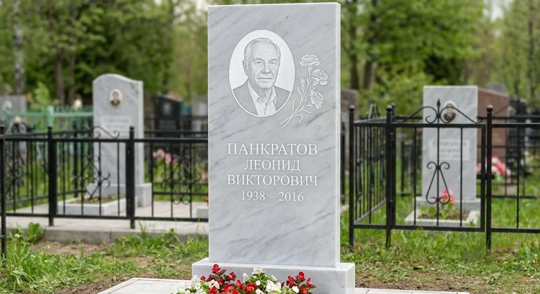 Памятник с гравировкой гвоздик — выполненная работа «Панкратов» в Омске