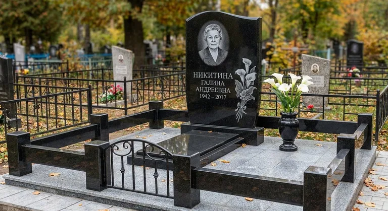 Памятник с гравировкой калл — выполненная работа «Никитина» в Омске