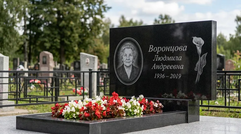 Памятник с гравировкой калл — выполненная работа «Воронцова» в Омске