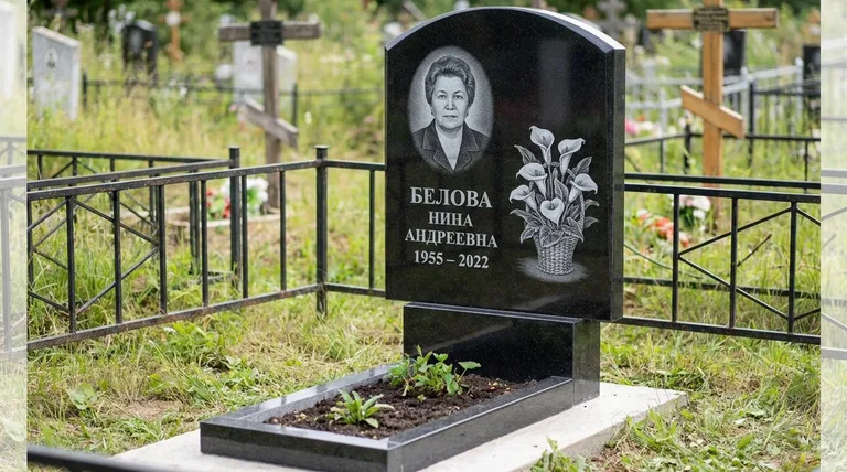 Памятник с гравировкой калл — выполненная работа «Белова» в Омске