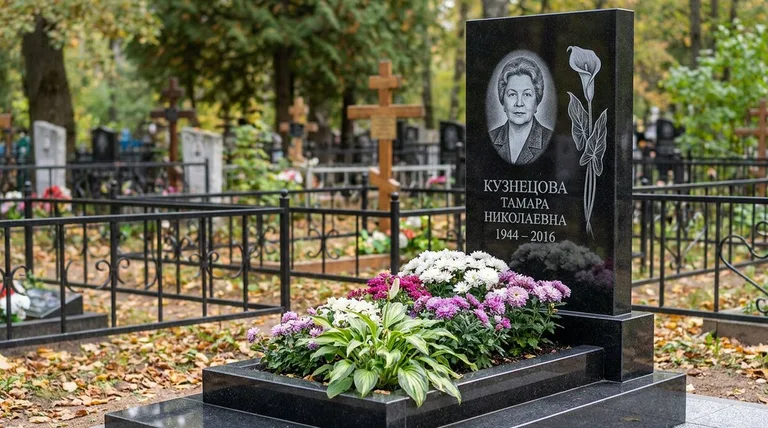 Памятник с гравировкой калл — выполненная работа «Кузнецова» в Омске