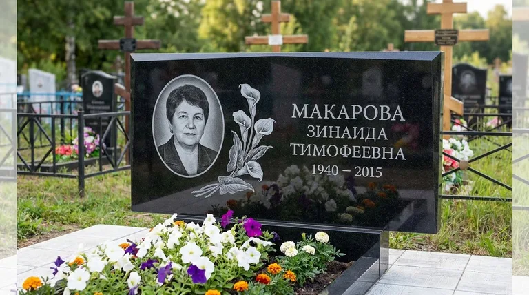 Памятник с гравировкой калл — выполненная работа «Макарова» в Омске