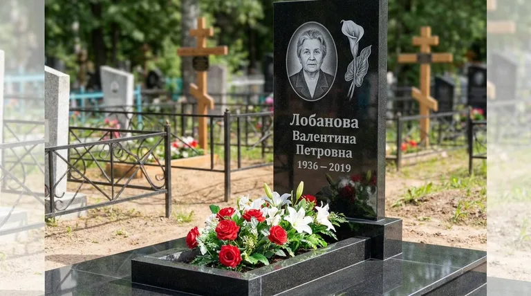 Памятник с гравировкой калл — выполненная работа «Лобанова» в Омске