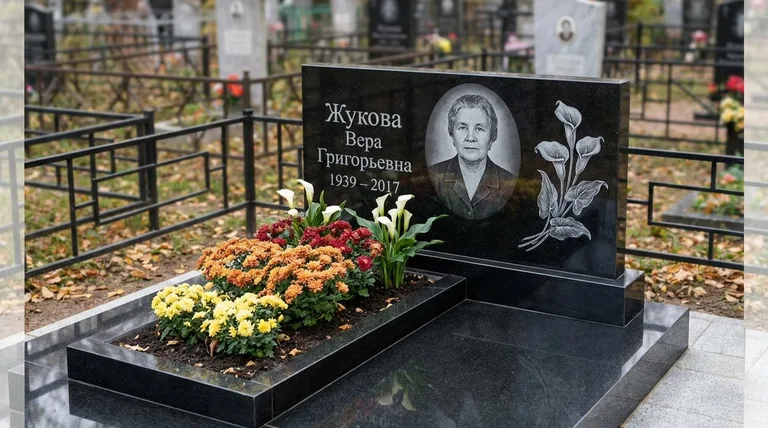 Памятник с гравировкой калл — выполненная работа «Жукова» в Омске