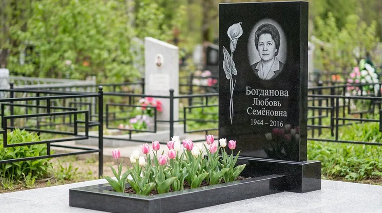 Памятник с гравировкой калл — выполненная работа «Богданова» в Омске
