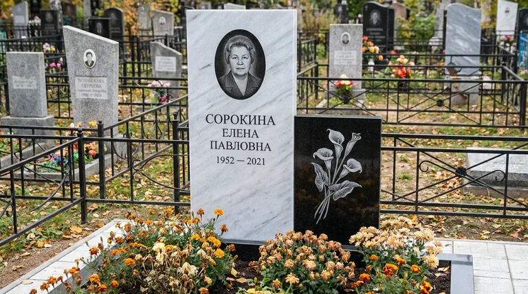Памятник с гравировкой калл — выполненная работа «Сорокина» в Омске