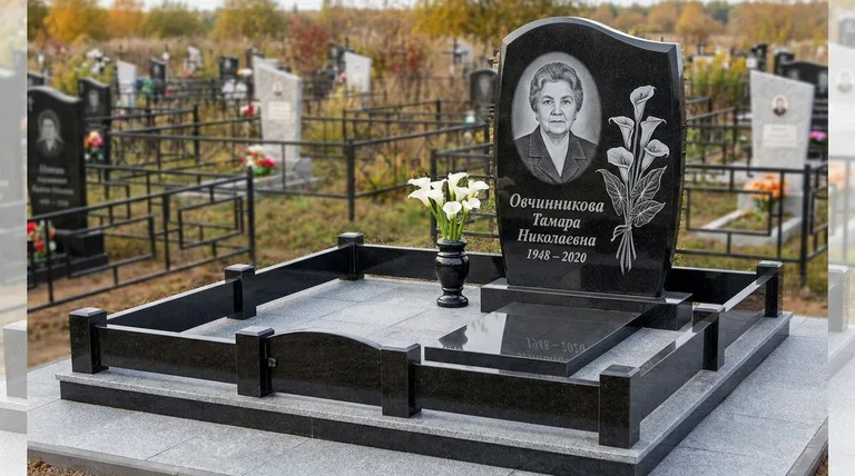 Памятник с гравировкой калл — выполненная работа «Овчинникова» в Омске