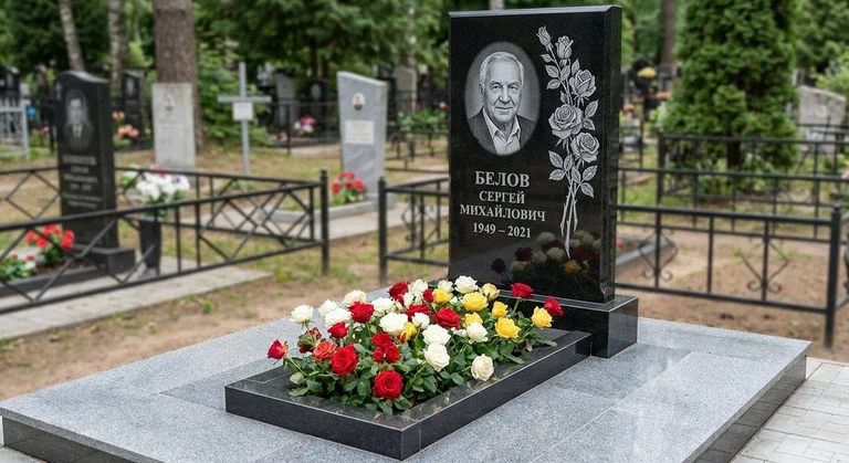 Гравировка цветов на памятник в Омске — розы на граните