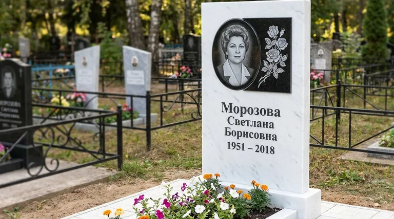 Памятник с гравировкой роз — выполненная работа «Морозова» в Омске
