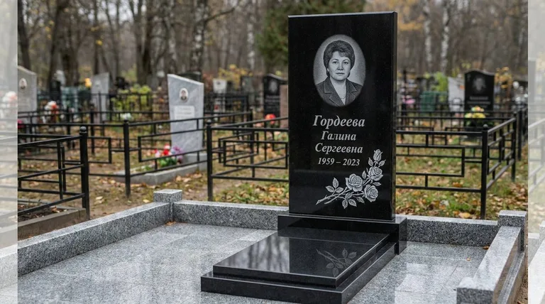 Памятник с гравировкой роз — выполненная работа «Гордеева» в Омске