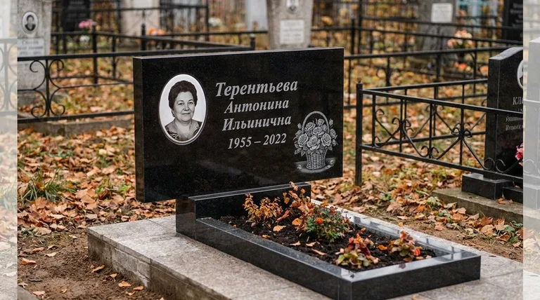 Памятник с гравировкой роз — выполненная работа «Терентьева» в Омске