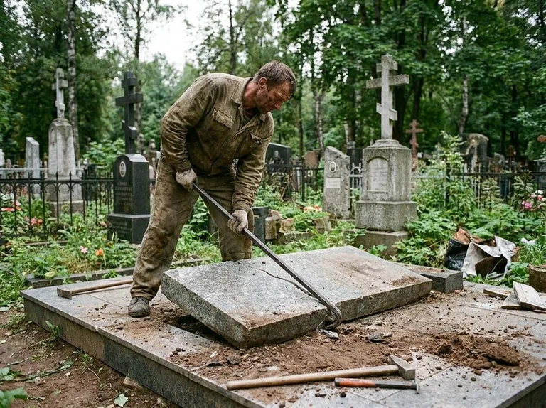 Демонтаж гранитной плитки и мощения участка в Омске