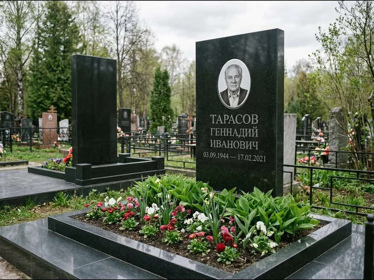 Керамический портрет на габбро-диабазе в Омске