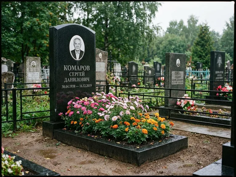 Портрет на керамике — семейный памятник в Омске