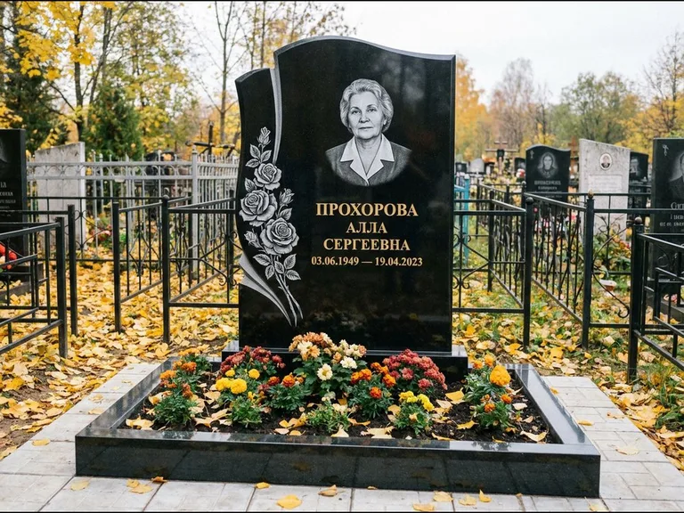 Гравировка портрета на чёрном граните — выполненная работа 20 в Омске