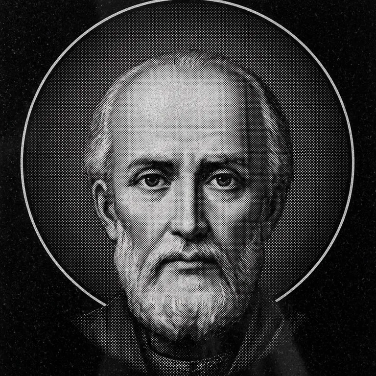 Эскиз иконы: Николай Чудотворец (полутон) — объёмный лик святителя, гравировка на памятник в Омске