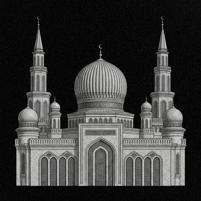 Эскиз: Соборная (фотореализм) — ребристый купол и минареты в Омске