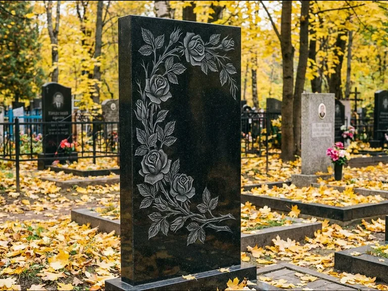 Цветы и орнамент — гравировка с выездом на кладбище в Омске