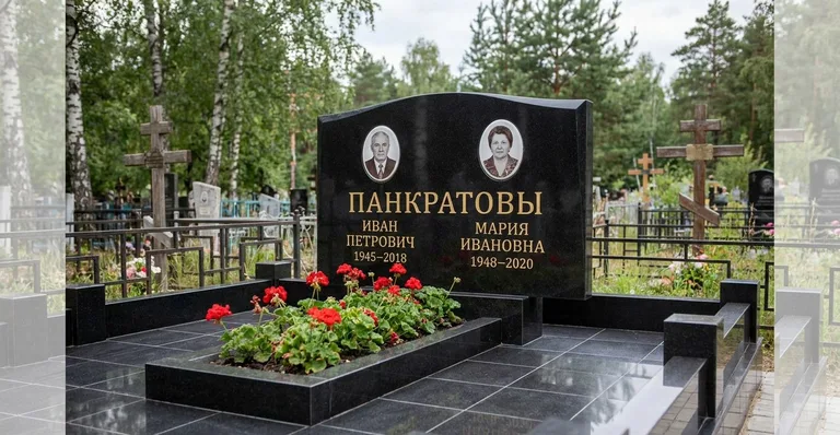 Памятник с цветником, Памятники мастерской «Мастер Каменев» на кладбищах Екатеринбурга
