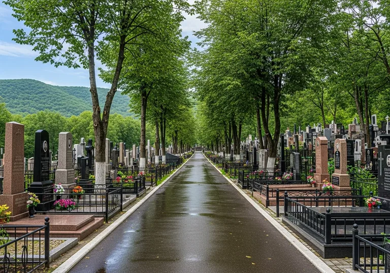 Аллея на Морском кладбище во Владивостоке