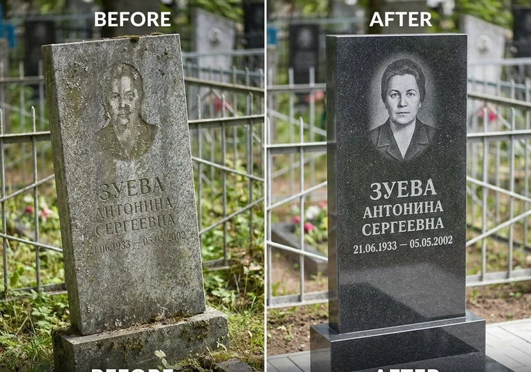 Восстановление сколов кромки гранита: до и после в Омске
