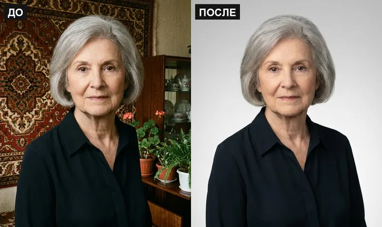 Ретушь фото на памятник — замена фона: до и после в Омске
