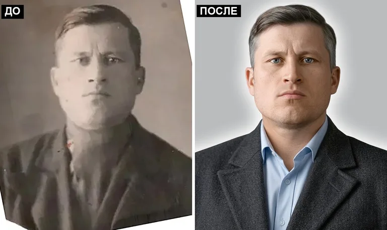 Ретушь фото на памятник — замена одежды: до и после в Омске