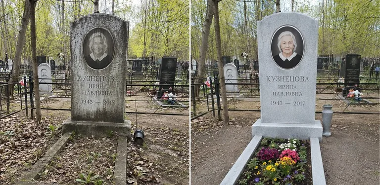 Уборка воинского захоронения до и после в Омске