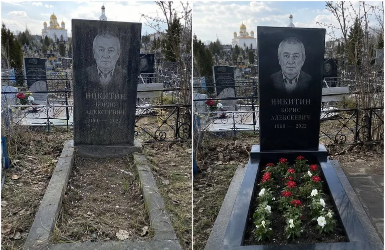 Диптих №3: покраска оградки и прополка цветника с тюльпанами — до и после в Омске