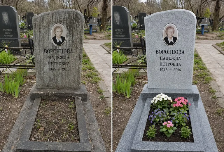 Уборка могилы до и после весной — городское кладбище в Омске