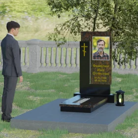 Православный комбинированный памятник с мемориалом - П005
