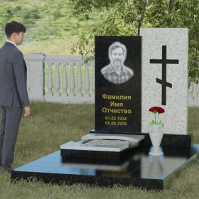 Вертикальный памятник с крестом, Православный - П022