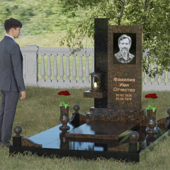 Мемориальная композиция с консольной полкой, гранит Дымовский, вид 4