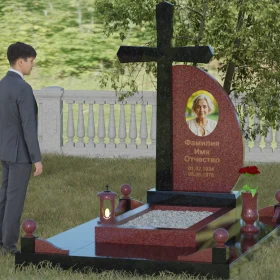 Православный вертикальный памятник с крестом - П037
