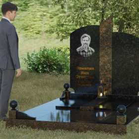 Гранитный вертикальный светский памятник - П068