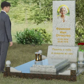 Комбинированный вертикальный светский памятник - П069