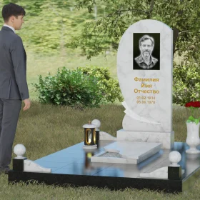 Гранитный вертикальный светский памятник - П080
