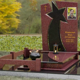 Вертикальный Православный комбинированный памятник - П183