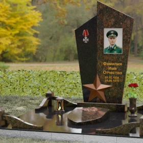 Комбинированный вертикальный памятник на одного - П196