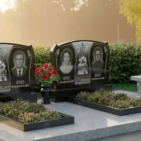 Гранитный вертикальный православный памятник - ПН071