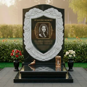 Элитный гранитный вертикальный памятник - ПН147
