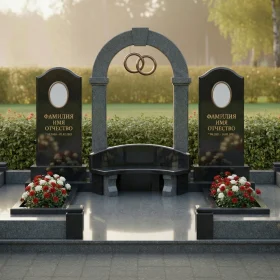 Вертикальный гранитный памятник для двоих - ПН184