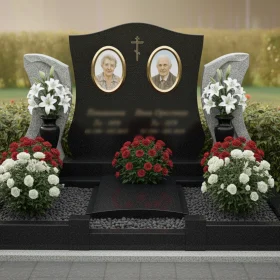 Гранитный православный элитный памятник вертикальный - ПН199