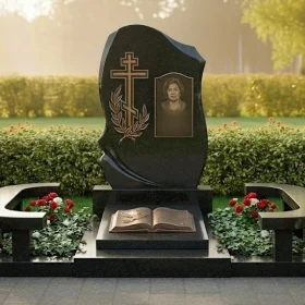 Гранитный православный памятник с крестом - ПН378