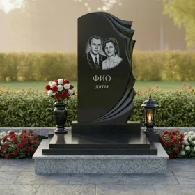 Гранитный православный памятник на двоих для мемориала - ПН442
