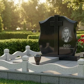 Гранитный памятник с крестом для одного – ПН490