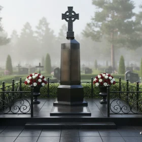 Элитный Гранитный вертикальный памятник - ПН677