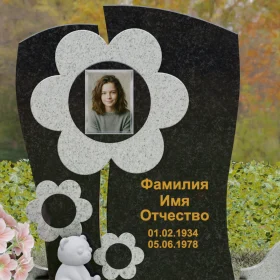 Вертикальный комбинированный гранитный памятник - П241