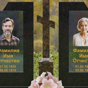 Православный гранитный памятник со стеклом - П246
